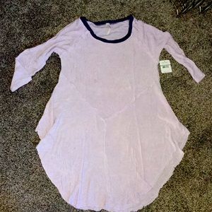 Free People Ultra Sheer Lavender Babydoll Rounded Hem Top NWT